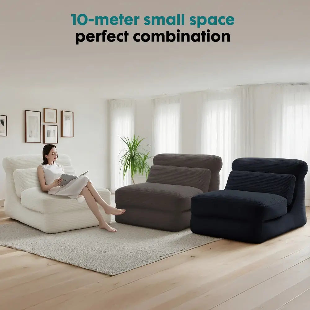 Ergonomic Folding Sofa Bed Modern Corduroy Convertible Sleeper Chair with Lumbar Support