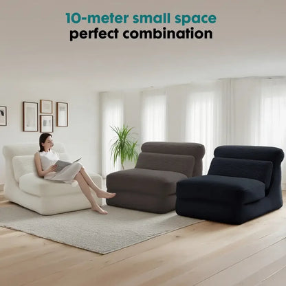Ergonomic Folding Sofa Bed Modern Corduroy Convertible Sleeper Chair with Lumbar Support - Black