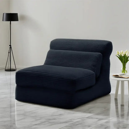 Ergonomic Folding Sofa Bed Modern Corduroy Convertible Sleeper Chair with Lumbar Support - Black