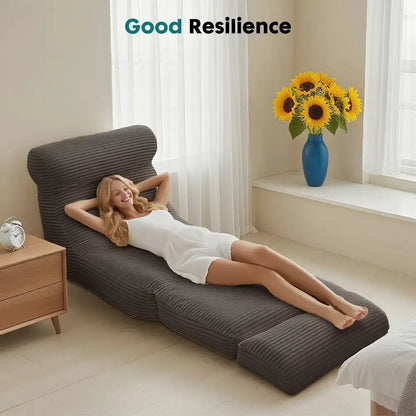 Ergonomic Folding Sofa Bed Modern Corduroy Convertible Sleeper Chair with Lumbar Support - Black