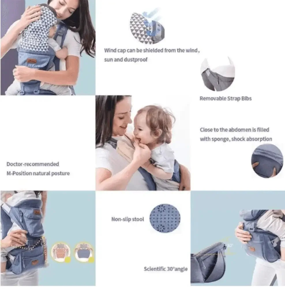 Ergonomic Hip seat Baby Carrier - Gray