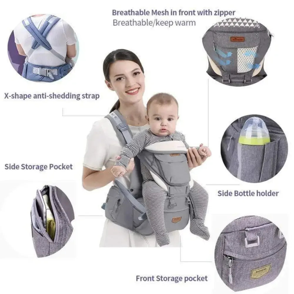 Ergonomic Hip seat Baby Carrier - Gray