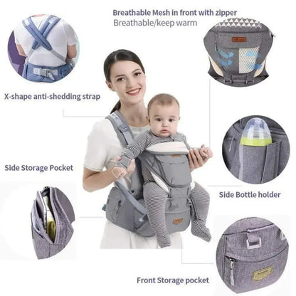 Ergonomic Hip seat Baby Carrier - Gray