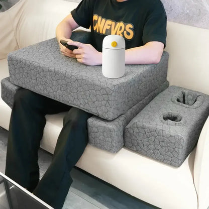 Extra Large Lap Desk Pillow with Cup Holder Gaming & Reading Arm Rest - 