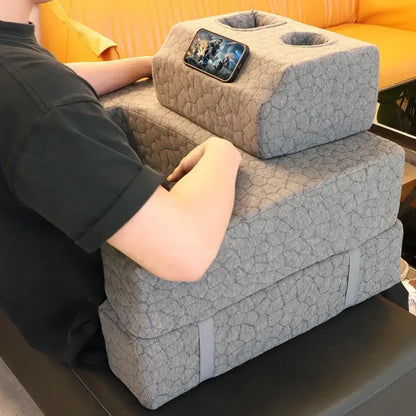 Extra Large Lap Desk Pillow with Cup Holder Gaming & Reading Arm Rest - 