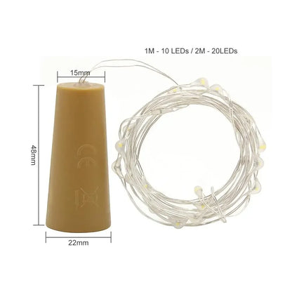 Fairy Wine Bottle Cork String Twinkle Lights - Blue / 2m 20LEDs
