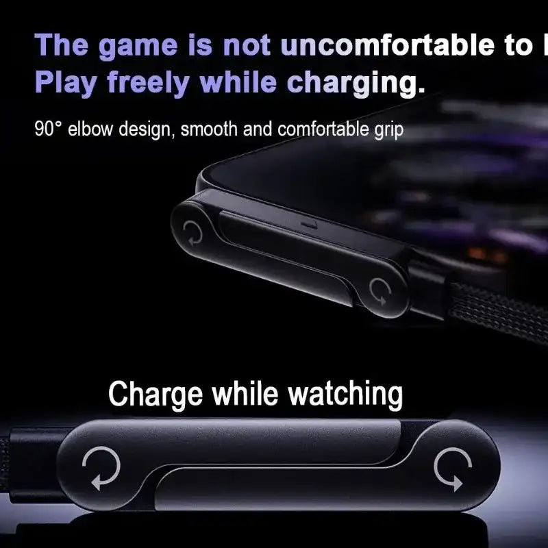 Black gaming controller with text about comfort and functionality on a dark background