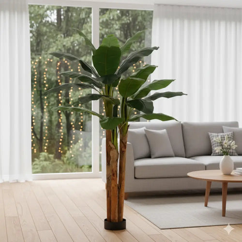 Faux Banana Tree with Planter Artificial Tropical Plant for Home & Office
