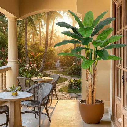 Faux Banana Tree with Planter Artificial Tropical Plant for Home & Office