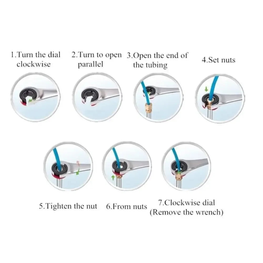 Flexible Head Tubing Ratchet Wrench - Fixed head / 8mm