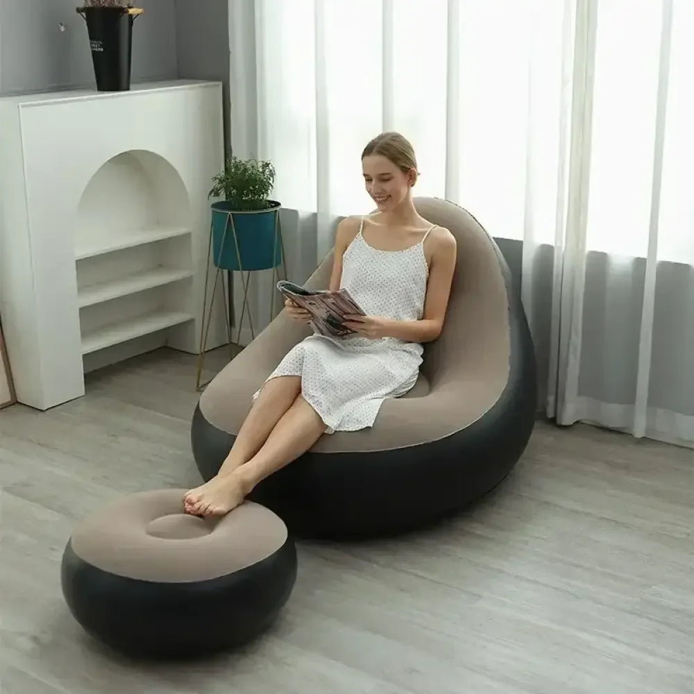 Foldable Lazy Couch Sofa Bean Bag - Coffee