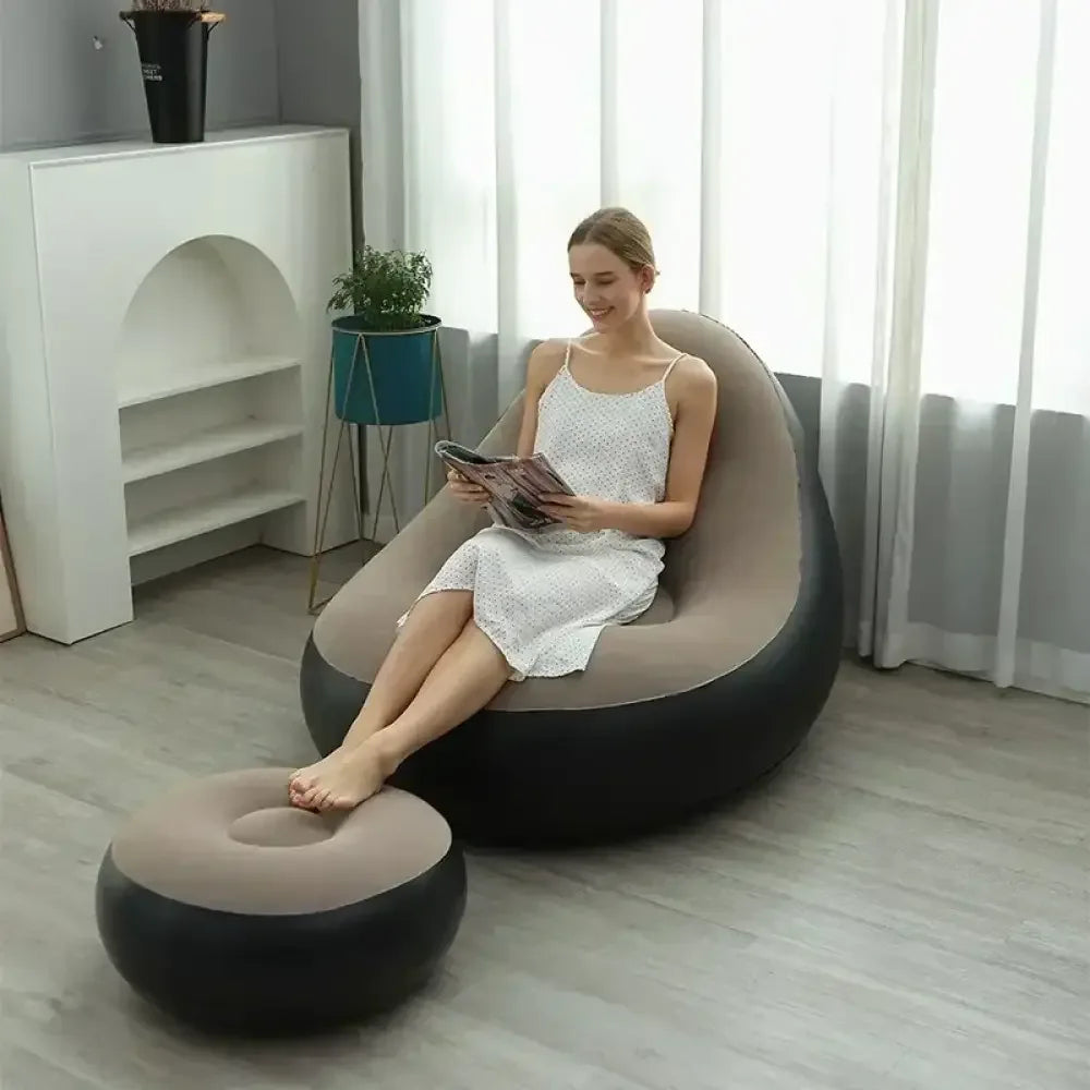 Foldable Lazy Couch Sofa Bean Bag - Coffee