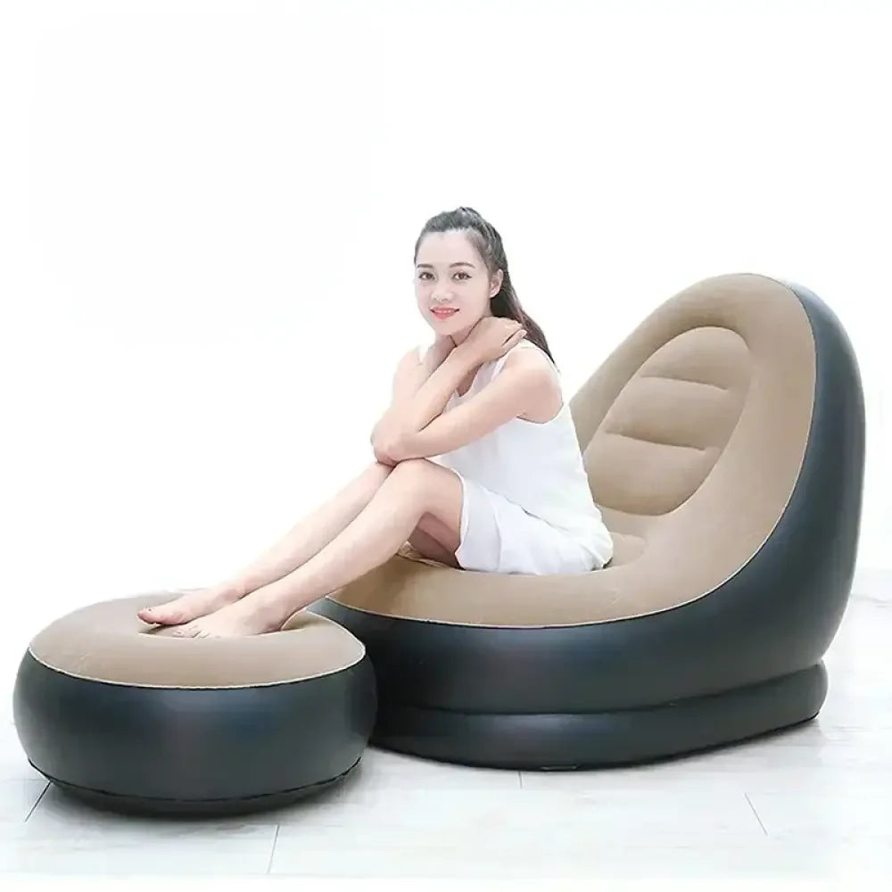Foldable Lazy Couch Sofa Bean Bag - Coffee
