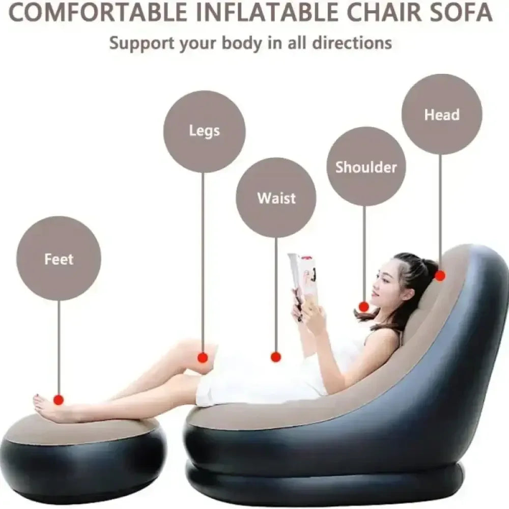 Foldable Lazy Couch Sofa Bean Bag - Coffee