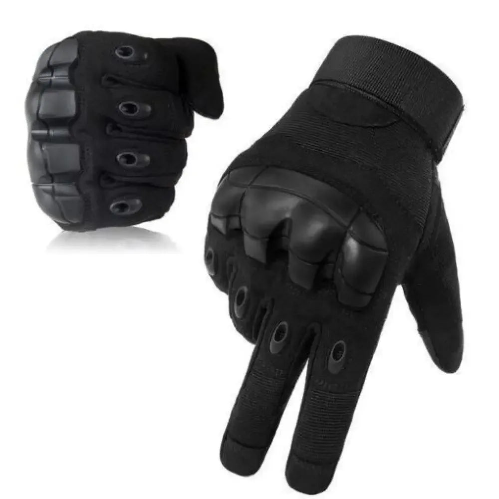 Full Finger Tactical Gloves for Men | Non-Slip Rubber Protection, Touch Screen Compatible - Black / S