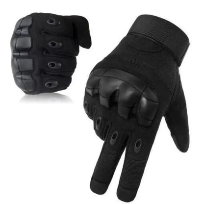 Full Finger Tactical Gloves for Men | Non-Slip Rubber Protection, Touch Screen Compatible - Black / S
