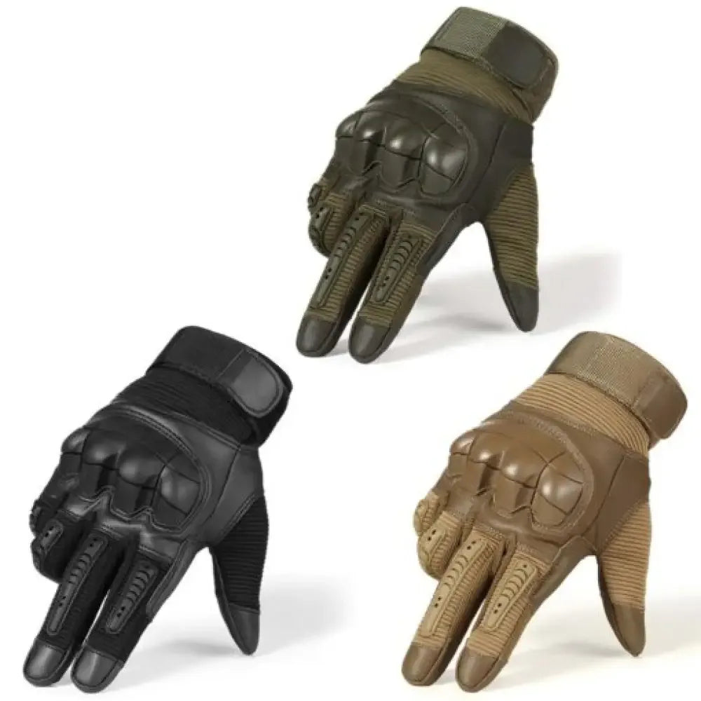 Full Finger Tactical Gloves for Men | Non-Slip Rubber Protection, Touch Screen Compatible - Black / S