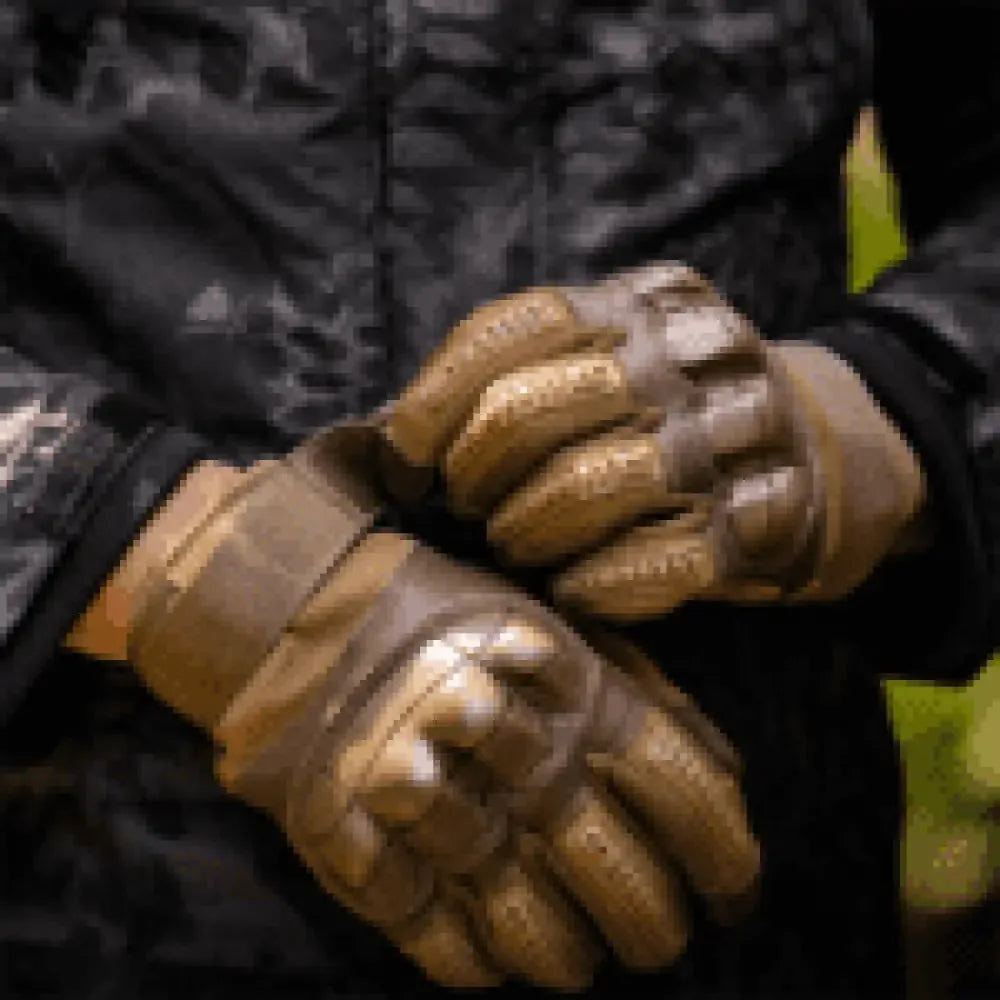 Full Finger Tactical Gloves for Men | Non-Slip Rubber Protection, Touch Screen Compatible - Black / S
