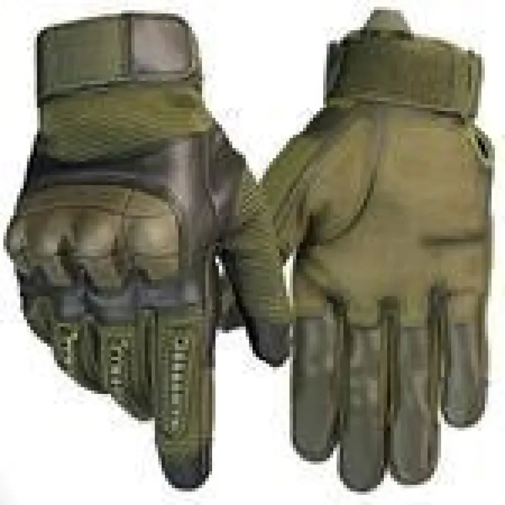 Full Finger Tactical Gloves for Men | Non-Slip Rubber Protection, Touch Screen Compatible - Green / S