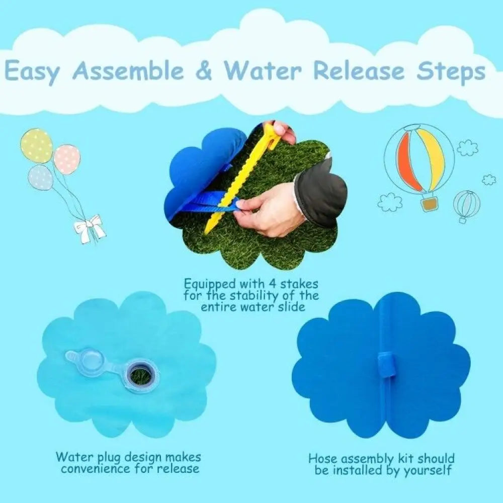 Fun Hippo Inflatable Water Slide Kids Blow Up Bouncy House Pool Slide