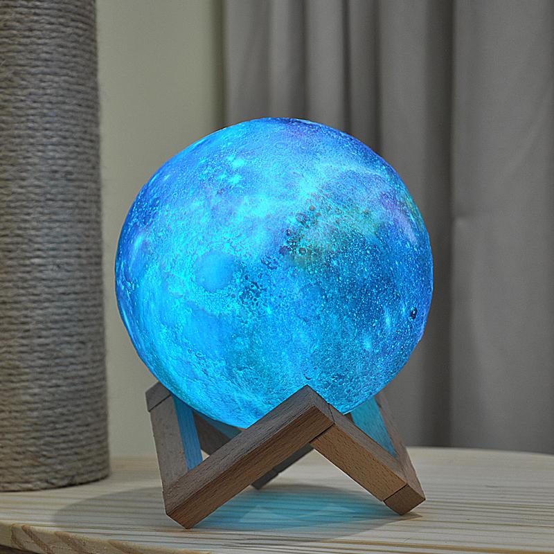Galaxy Print Moon Lamp