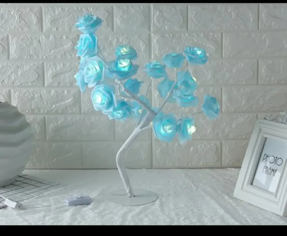 Glowing Flowers Rose Decor - Blue
