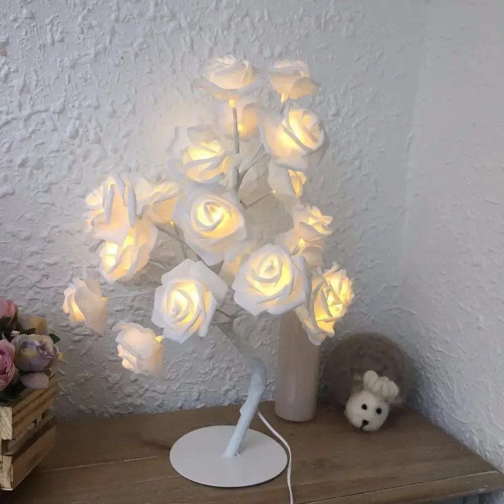 Glowing Flowers Rose Decor - White