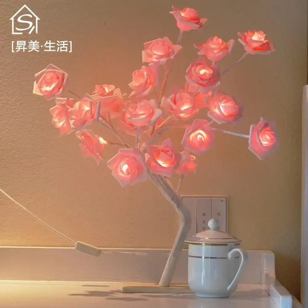 Glowing Flowers Rose Decor - White