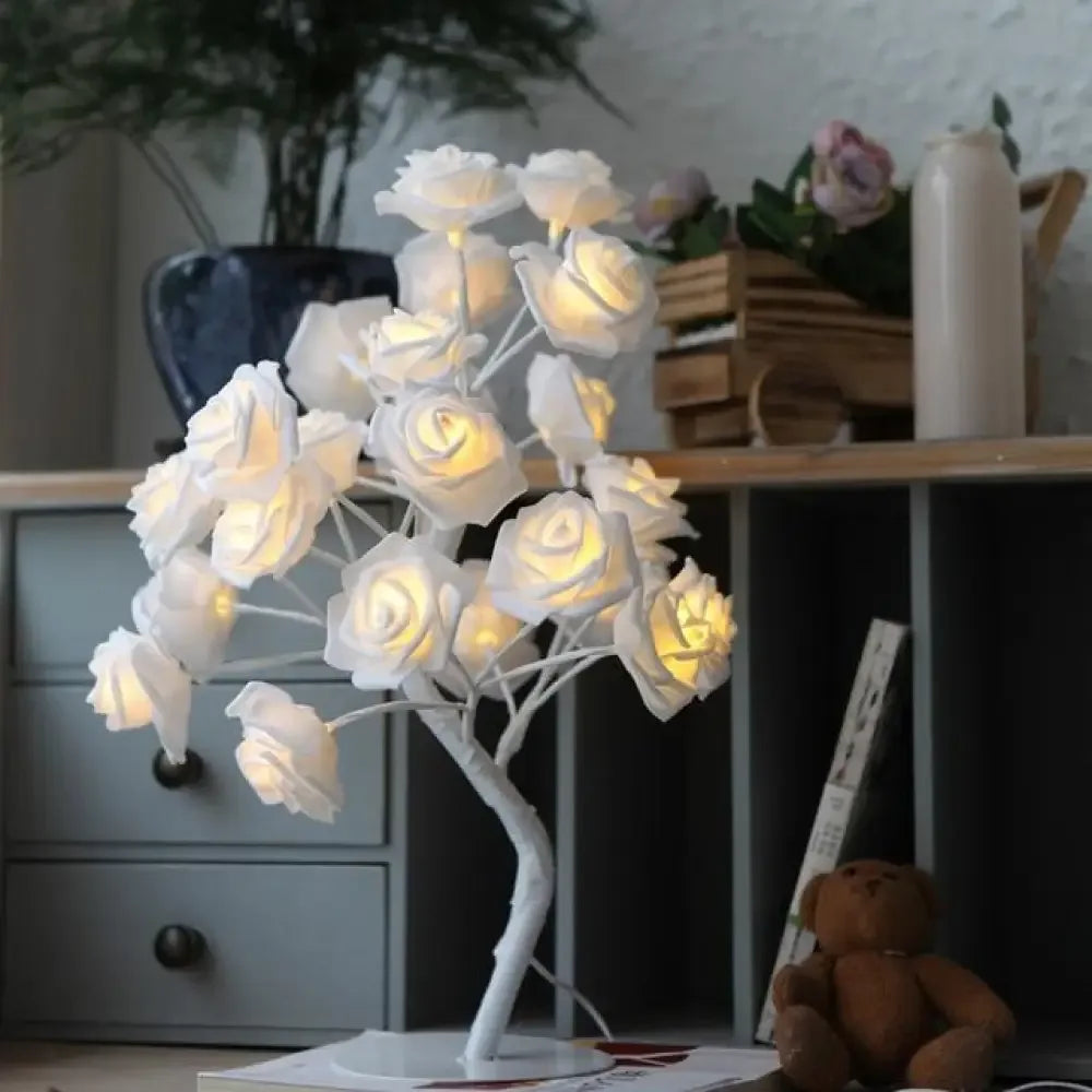 Glowing Flowers Rose Decor - White