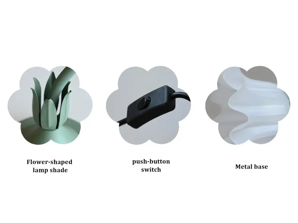 Green Vintage Flower Lamp 360° Adjustable LED Bedside Light with Three-Tone & Diamond Refraction