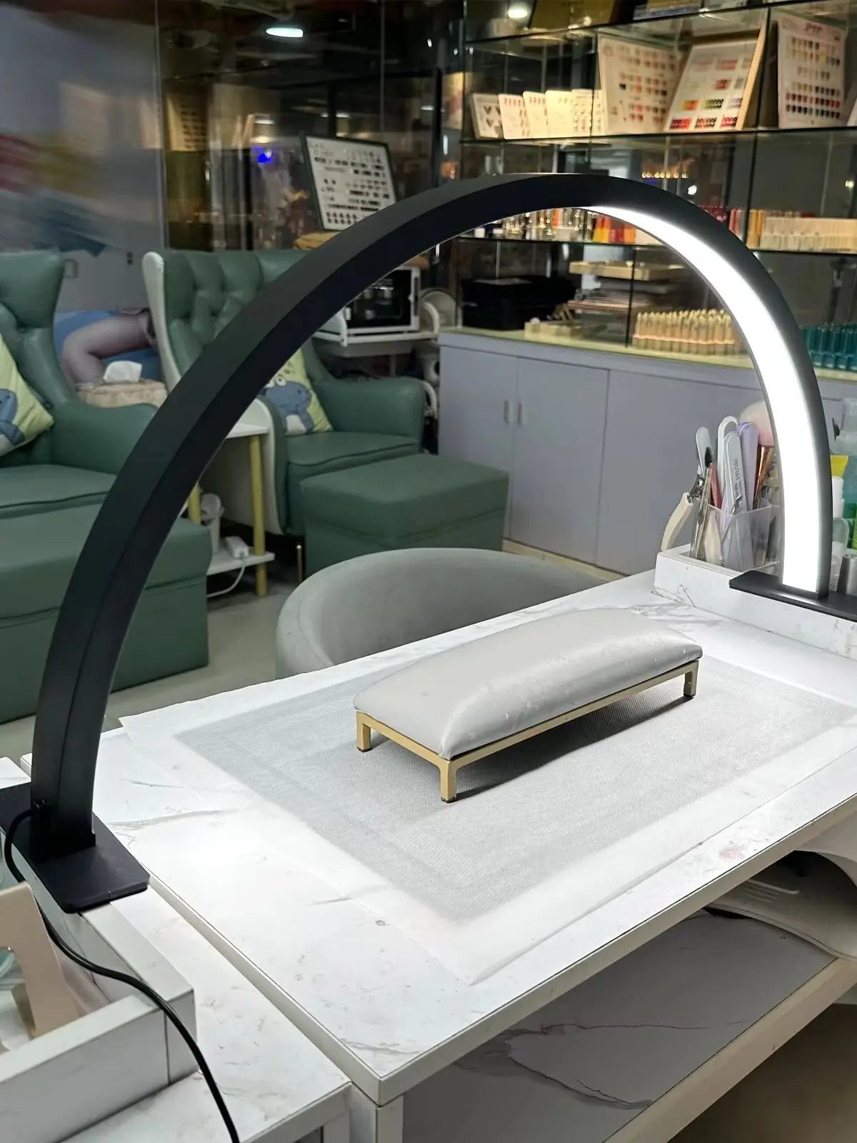 Half-Moon Nail Lamp – 3-Color LED Light for Makeup