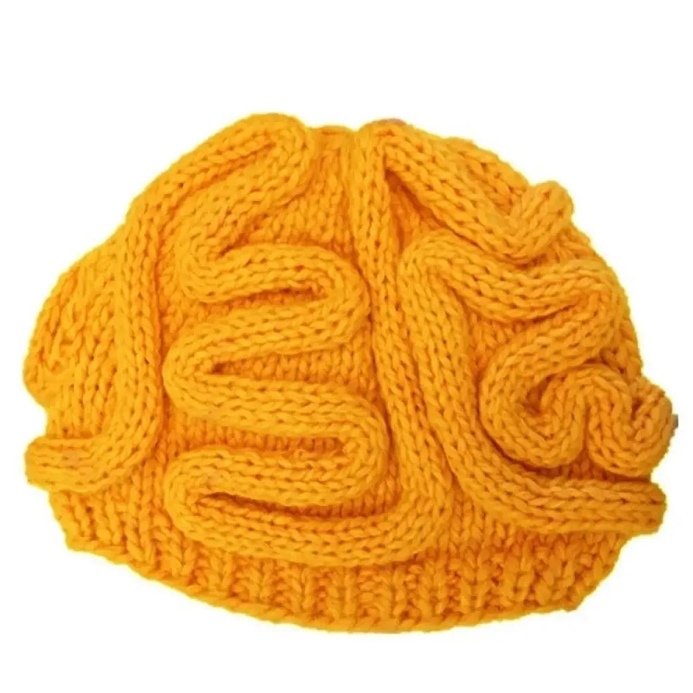 Handmade Knitted Spoof Halloween Brain Hat - Black
