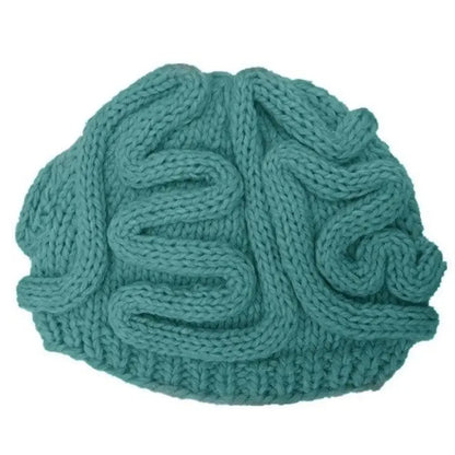 Handmade Knitted Spoof Halloween Brain Hat - Black