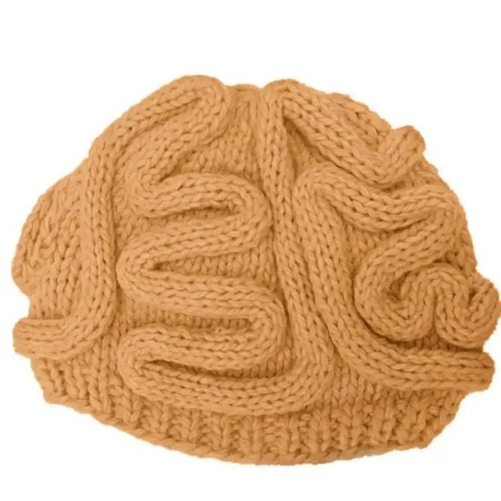 Handmade Knitted Spoof Halloween Brain Hat - Black