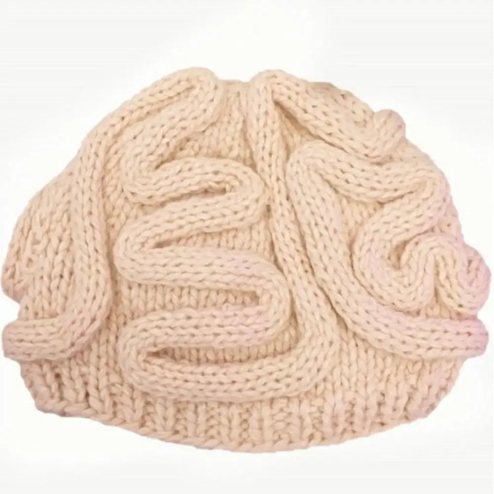 Handmade Knitted Spoof Halloween Brain Hat - Black