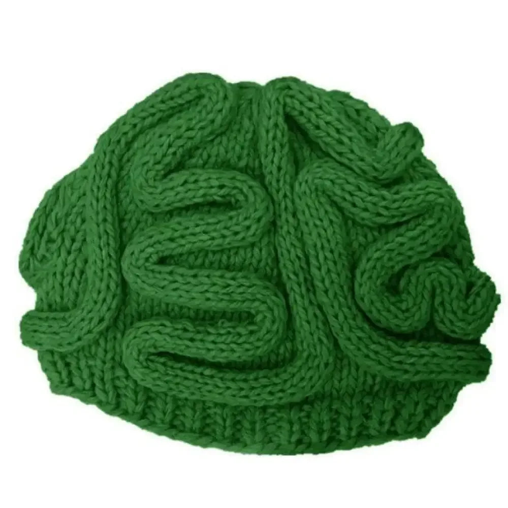 Handmade Knitted Spoof Halloween Brain Hat - Black