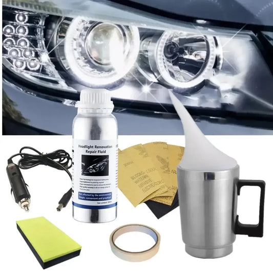 Headlight Restoration Kit – Auto Headlight Polishing & Renovation Set with 300ml Repair Agent - 