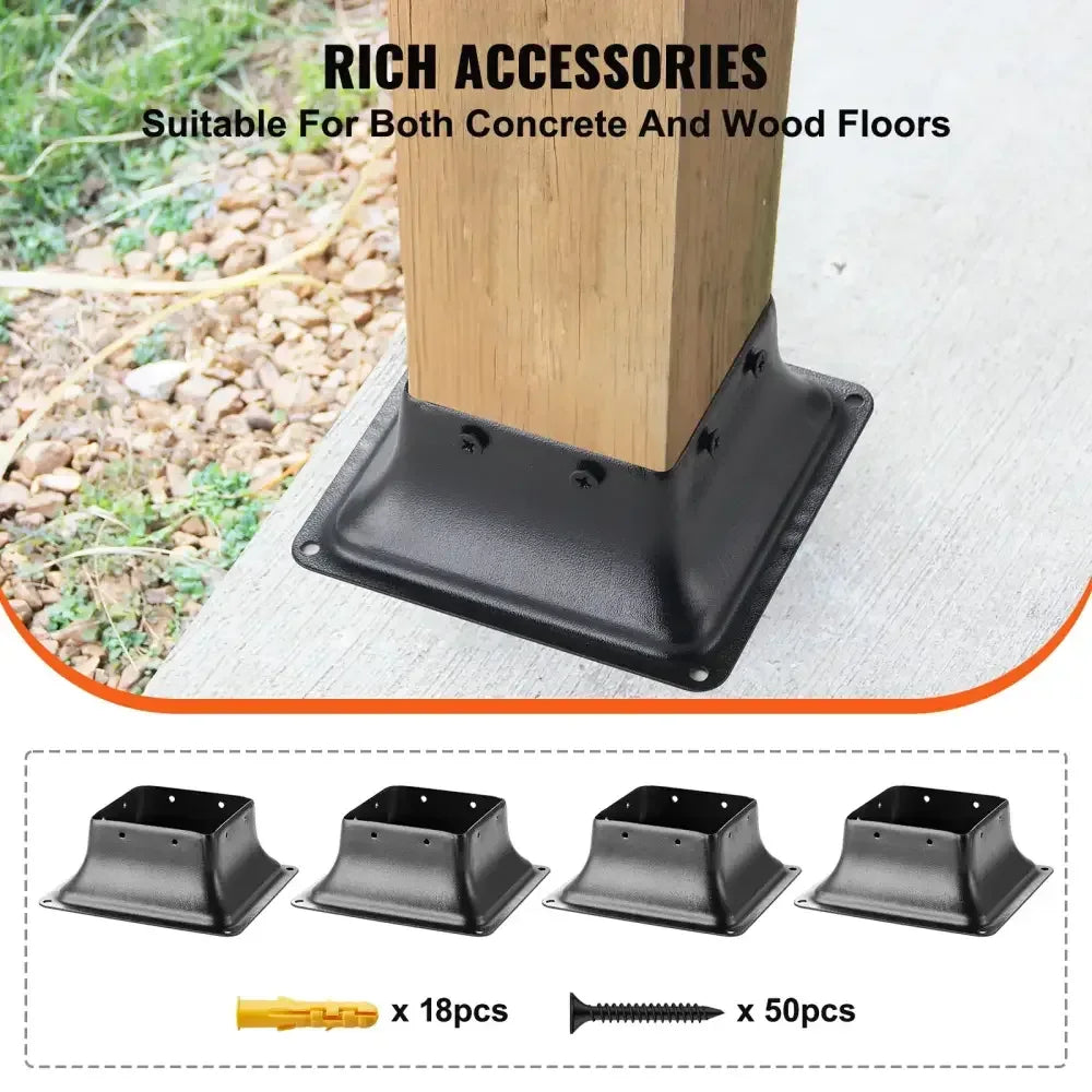 Heavy-Duty Steel Deck & Railing Support - 4Pcs