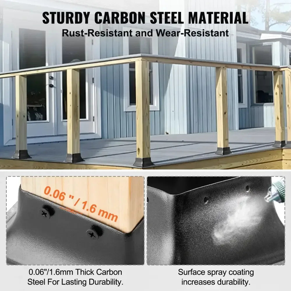 Heavy-Duty Steel Deck & Railing Support - 4Pcs