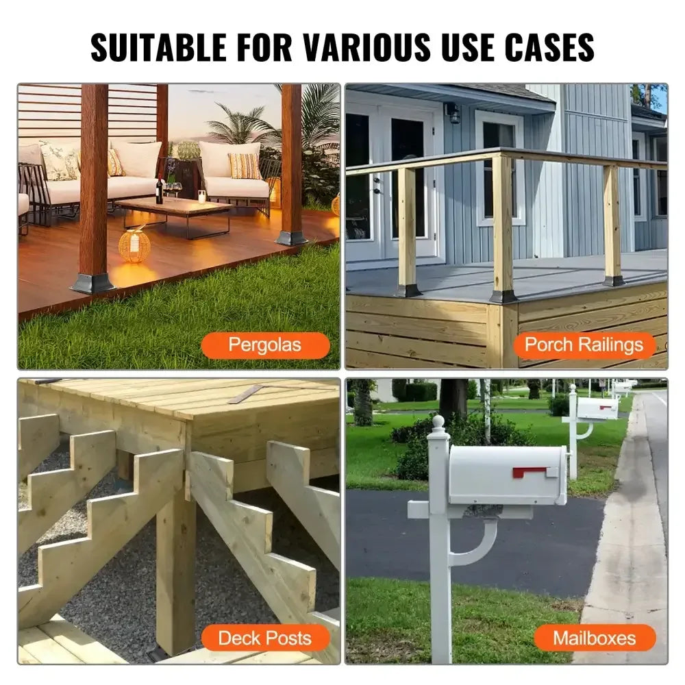 Heavy-Duty Steel Deck & Railing Support - 4Pcs