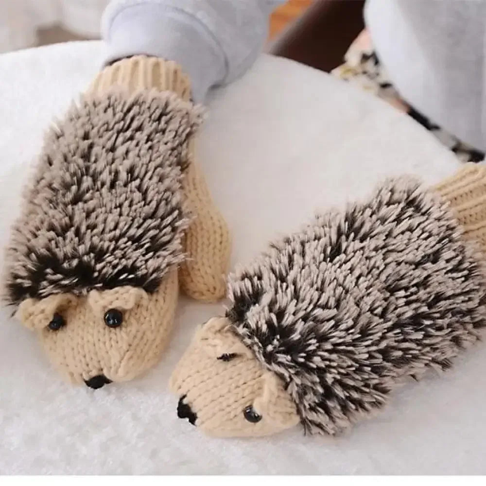 Hedgehog Mittens - Beige