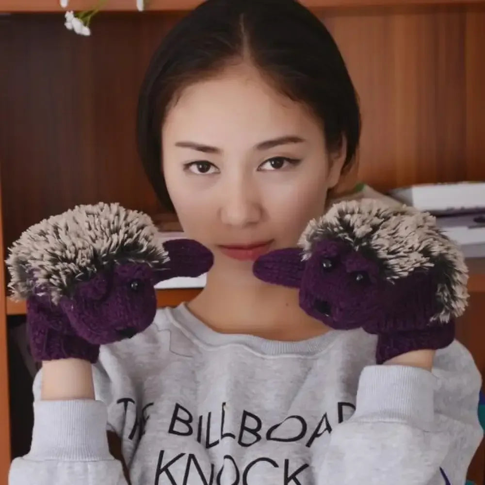 Hedgehog Mittens - Purple