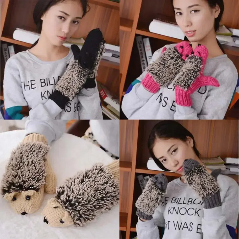 Hedgehog Mittens - White