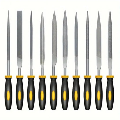 High-Carbon Steel Needle File Set | Mini Files with Ergonomic Non-Slip Handles for Wood, Plastic & Model Filing - 5pc