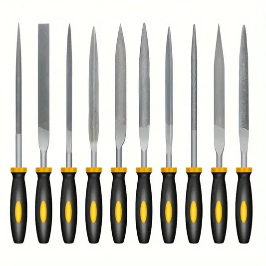 High-Carbon Steel Needle File Set | Mini Files with Ergonomic Non-Slip Handles for Wood, Plastic & Model Filing - 5pc