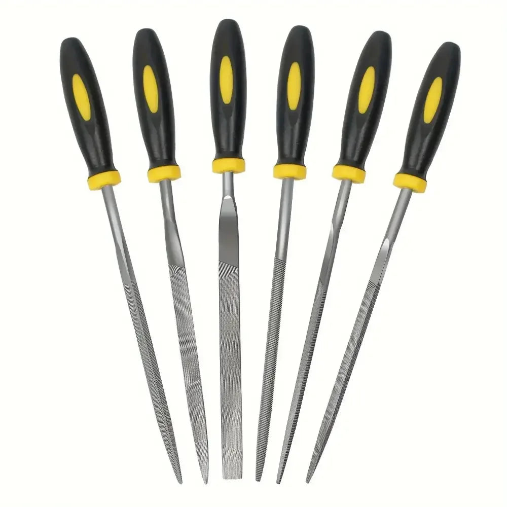 High-Carbon Steel Needle File Set | Mini Files with Ergonomic Non-Slip Handles for Wood, Plastic & Model Filing - 5pc