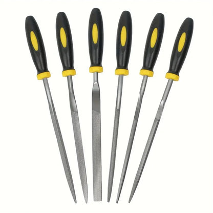 High-Carbon Steel Needle File Set | Mini Files with Ergonomic Non-Slip Handles for Wood, Plastic & Model Filing - 5pc