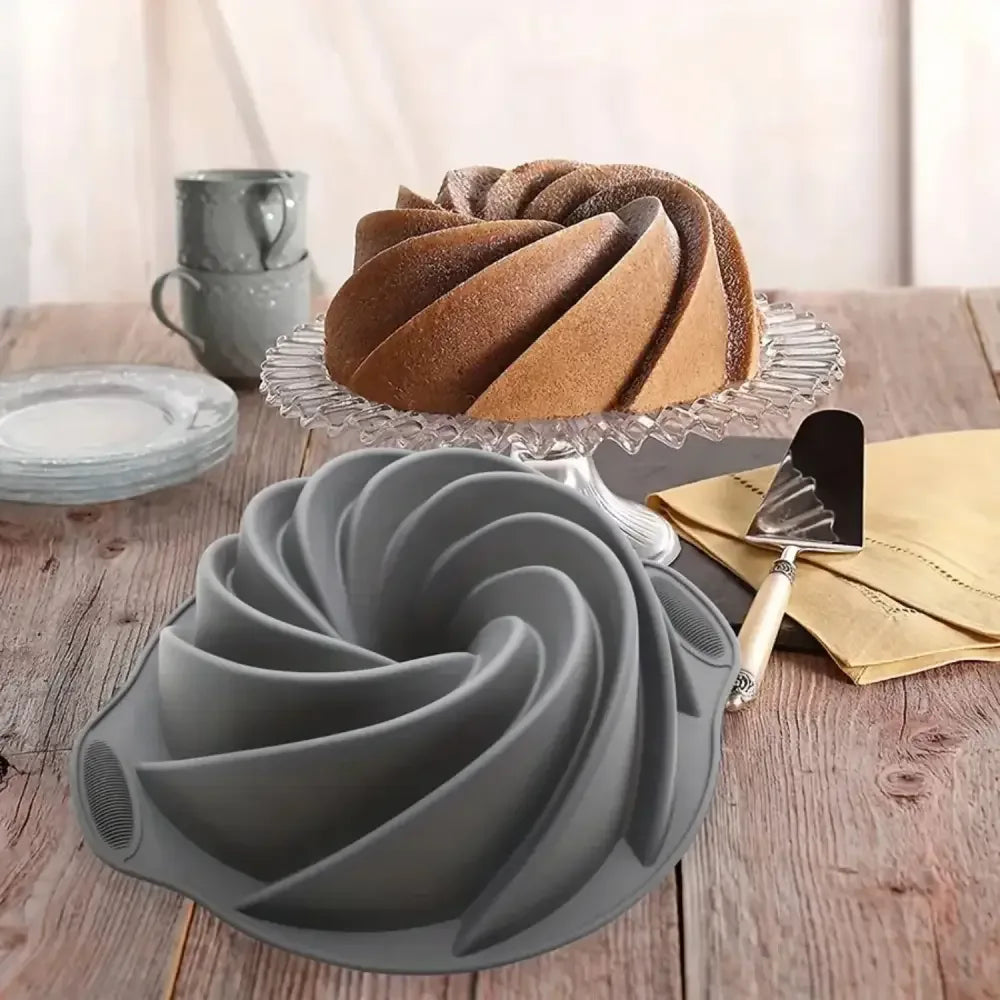 High-Quality Silicone Cyclone Cake Mold | Non-Stick, High-Temperature Resistant Oven Baking Pan - 