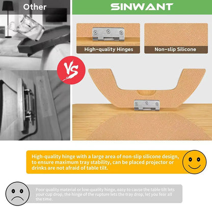Comparison of high-quality hinges with non-slip silicone design on a table surface, featuring the SINWANT brand.
