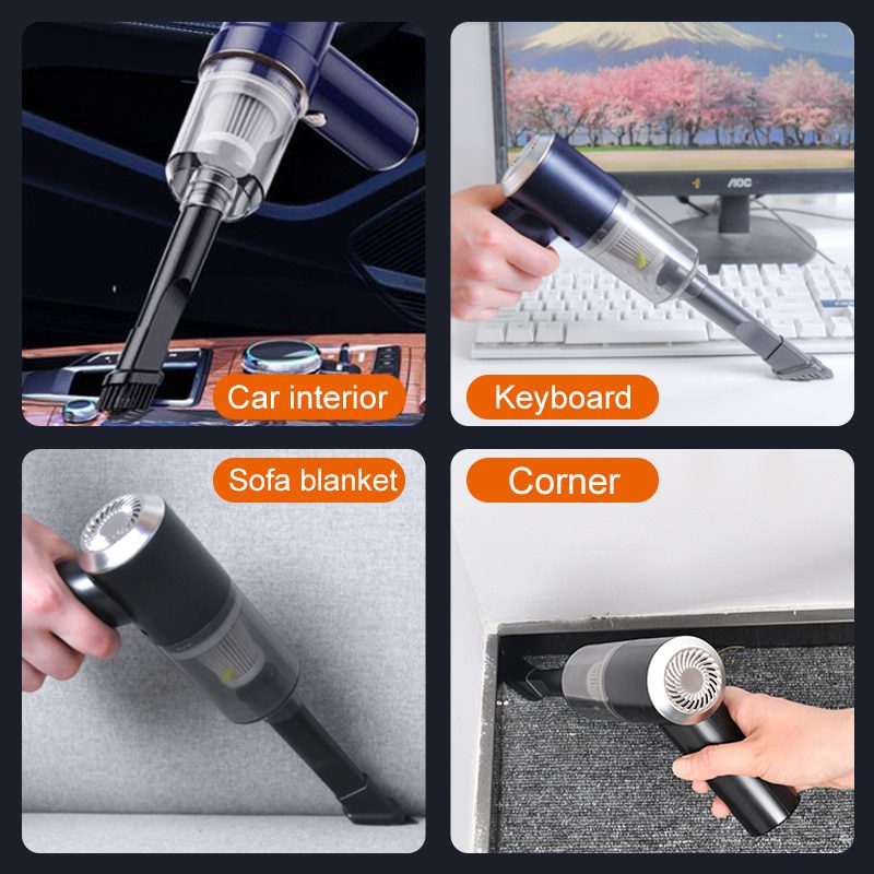 High Suction 2 in 1 Car Vacuum Cleaner Wireless Charging Air Duster For Home Office